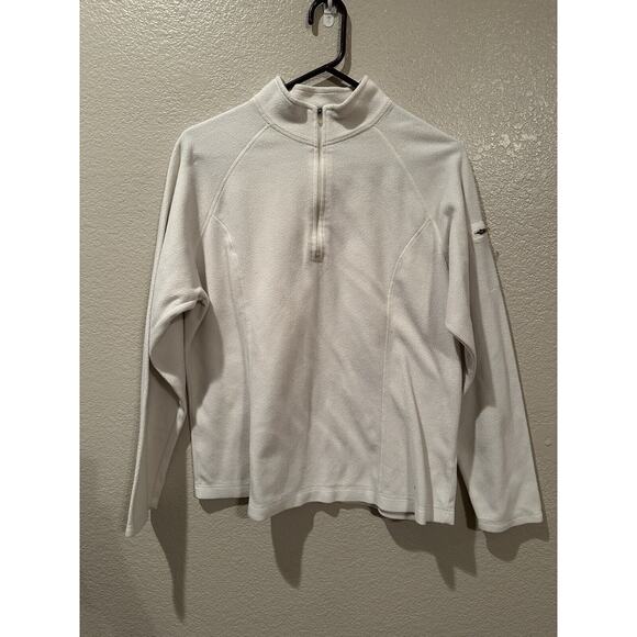 LL BEAN Ivory 1/4 Zip Fleece Pullover Size XL High Neck - Picture 1 of 5